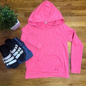 Under Armour Womens Medium Pink Long Sleeve Hood Pullover Sweatshirt Hoodie